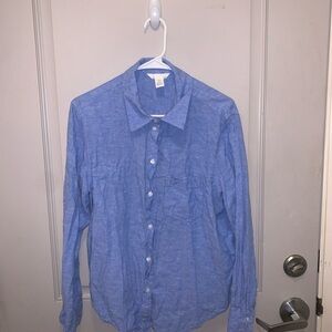 H&M Women’s Blue Linen Blend Button Up Size M